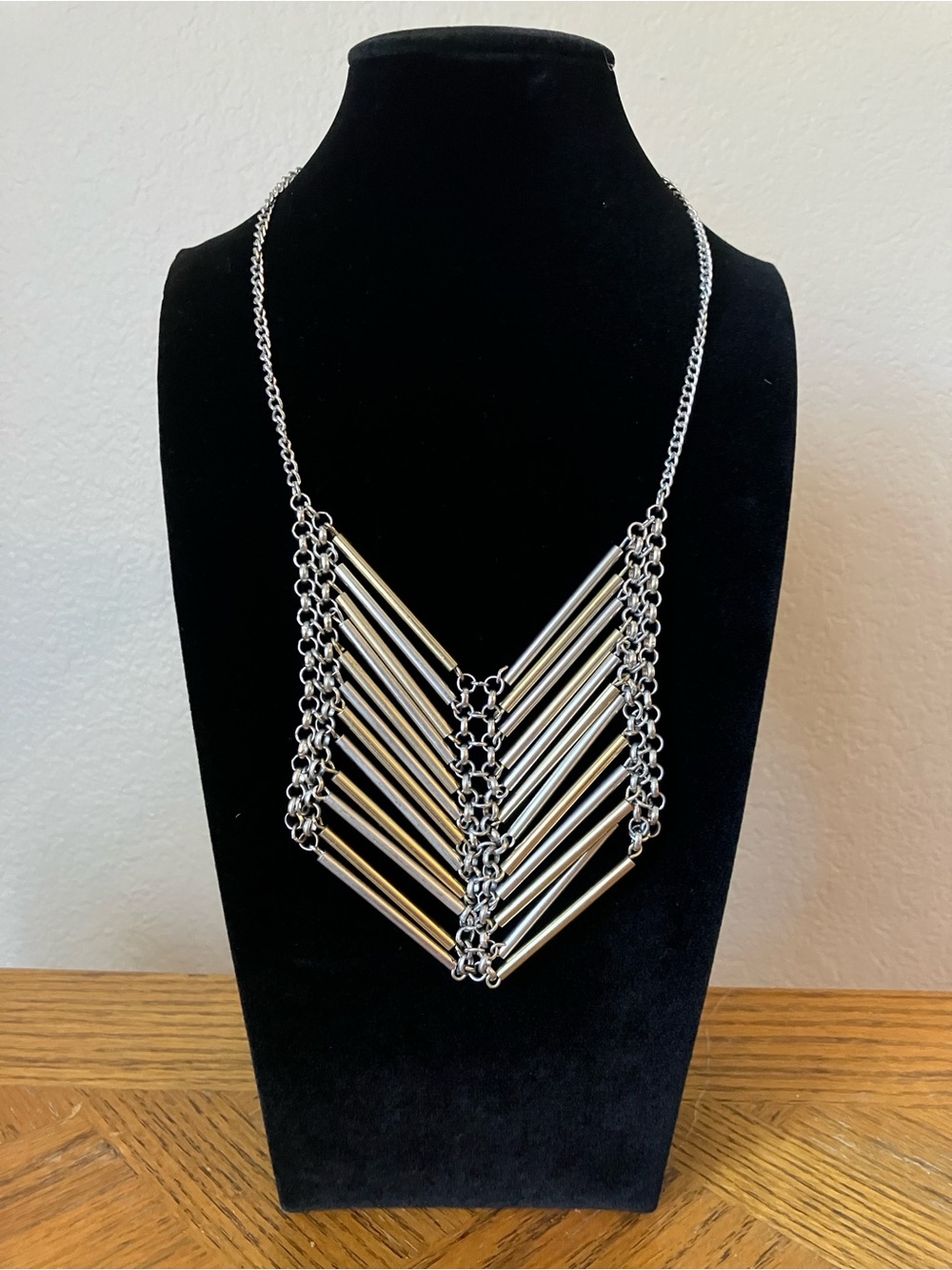 Silver and Gold Chevron Necklace